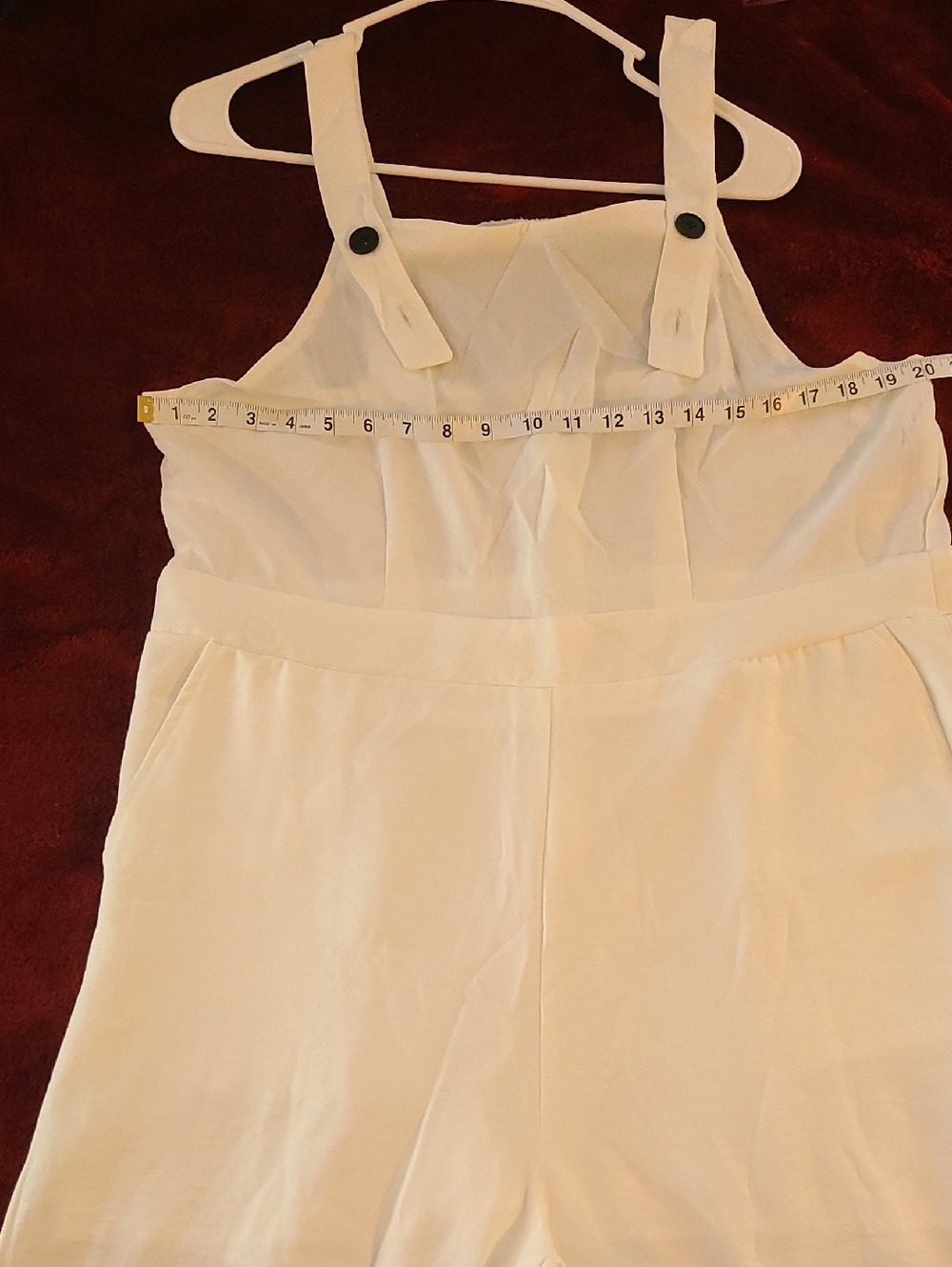 SHEIN White Women's Adjustable-Strap Overalls with Front Pockets